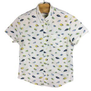 J.Crew Flex Shirt Washed Slim Fit XL Button-Down Tropical Fish All Over Print